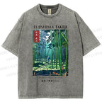 Unisex Bamboo Grove Of Saga Printed Washed Tee