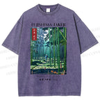 Unisex Bamboo Grove Of Saga Printed Washed Tee