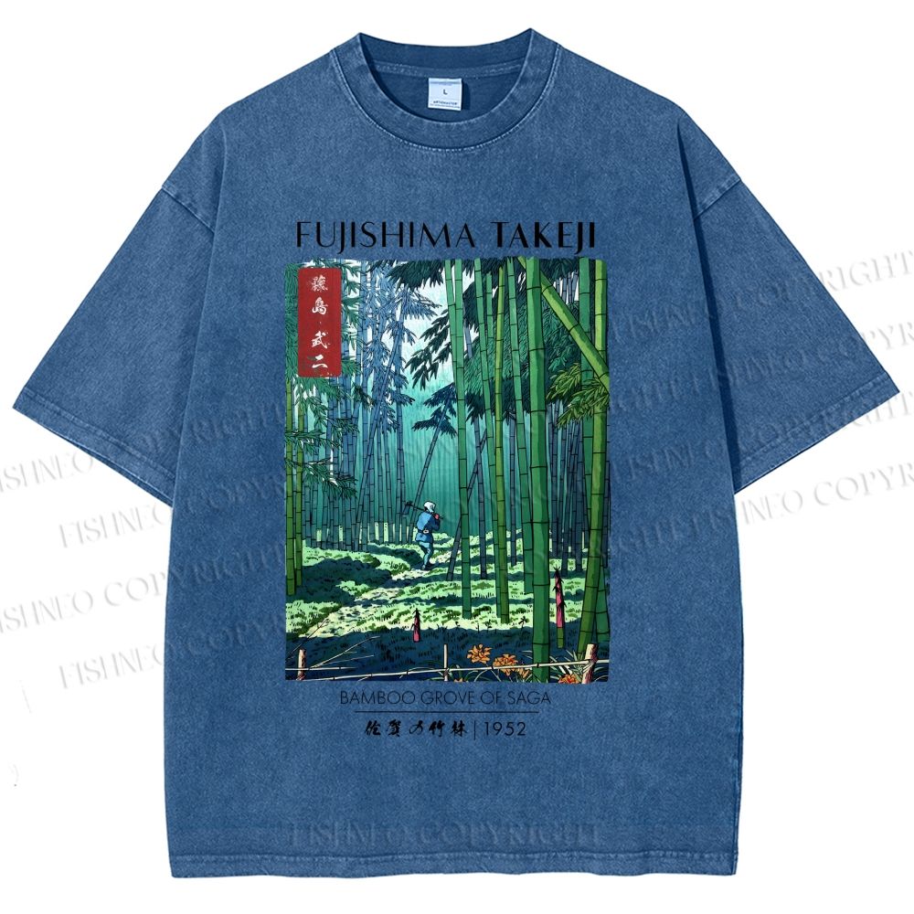 Unisex Bamboo Grove Of Saga Printed Washed Tee