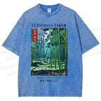 Unisex Bamboo Grove Of Saga Printed Washed Tee