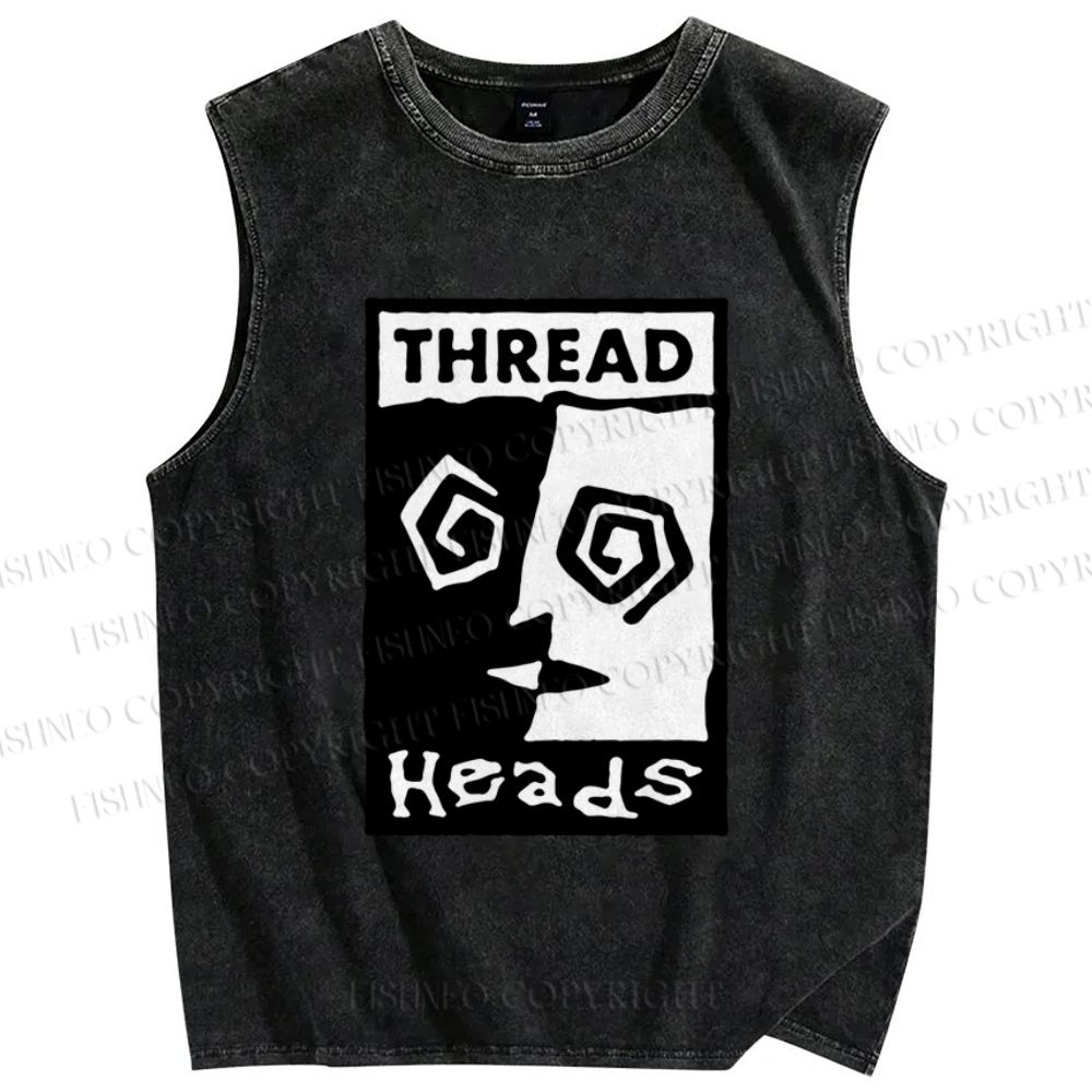 Unisex Thread Heads Printed Washed Tank Top