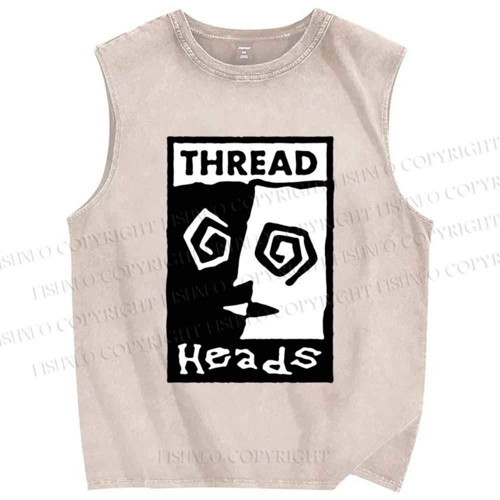 Unisex Thread Heads Printed Washed Tank Top