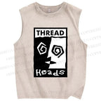 Unisex Thread Heads Printed Washed Tank Top
