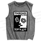 Unisex Thread Heads Printed Washed Tank Top