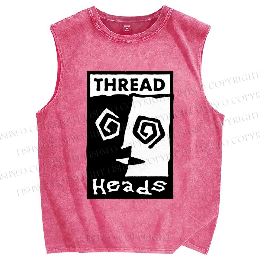 Unisex Thread Heads Printed Washed Tank Top