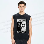Unisex Thread Heads Printed Washed Tank Top