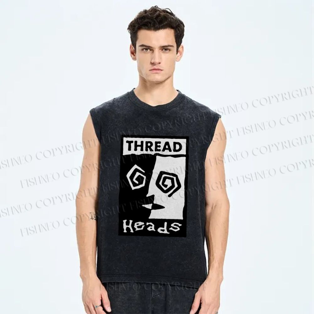 Unisex Thread Heads Printed Washed Tank Top