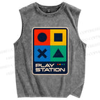 Unisex Play Station Printed Washed Tank Top