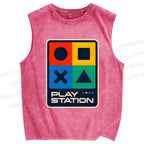 Unisex Play Station Printed Washed Tank Top