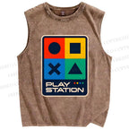 Unisex Play Station Printed Washed Tank Top