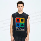 Unisex Play Station Printed Washed Tank Top