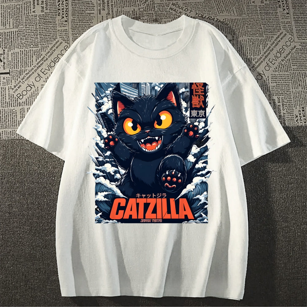 Catzilla Cat Godzilla Japanese Style Classic Tee