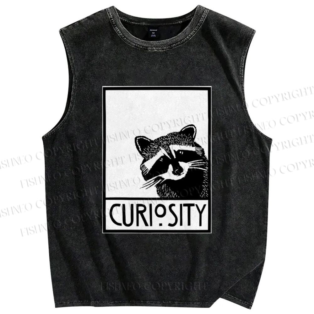 Unisex Raccoon Printed Washed Tank Top
