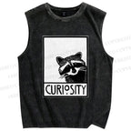 Unisex Raccoon Printed Washed Tank Top