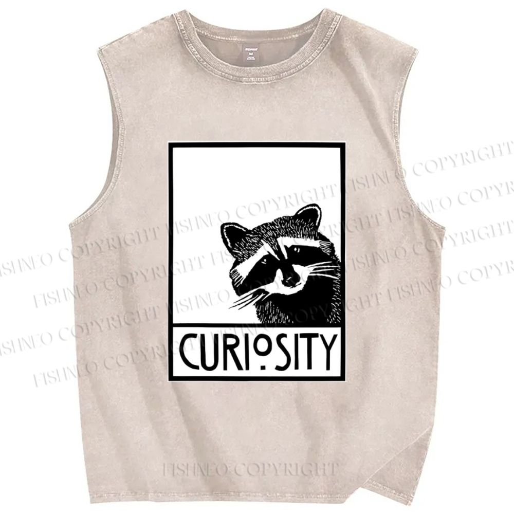 Unisex Raccoon Printed Washed Tank Top