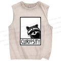 Unisex Raccoon Printed Washed Tank Top