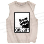 Unisex Raccoon Printed Washed Tank Top