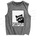 Unisex Raccoon Printed Washed Tank Top