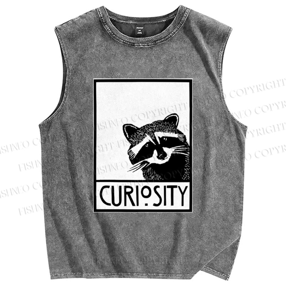 Unisex Raccoon Printed Washed Tank Top