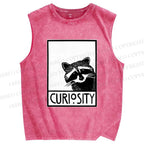 Unisex Raccoon Printed Washed Tank Top