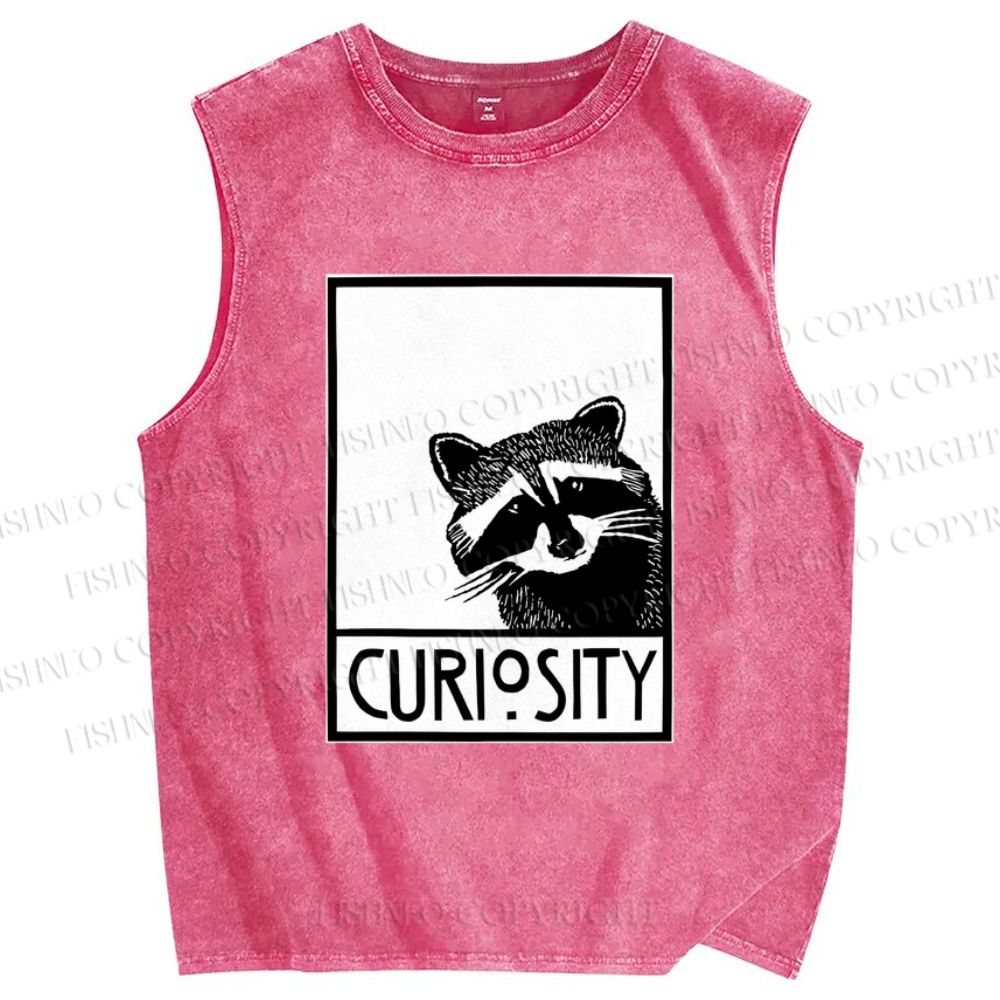 Unisex Raccoon Printed Washed Tank Top