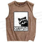 Unisex Raccoon Printed Washed Tank Top