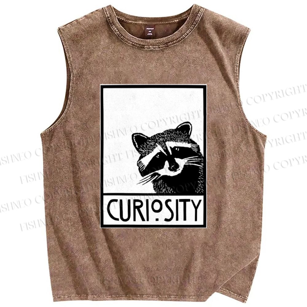 Unisex Raccoon Printed Washed Tank Top