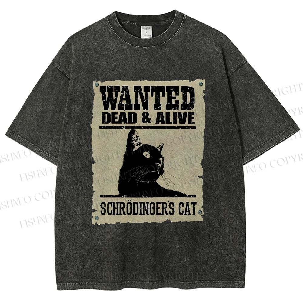Unisex Cat Printed Washed Tee
