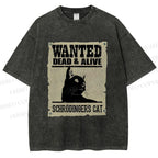 Unisex Cat Printed Washed Tee