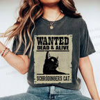 Unisex Cat Printed Washed Tee
