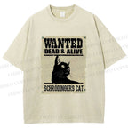 Unisex Cat Printed Washed Tee
