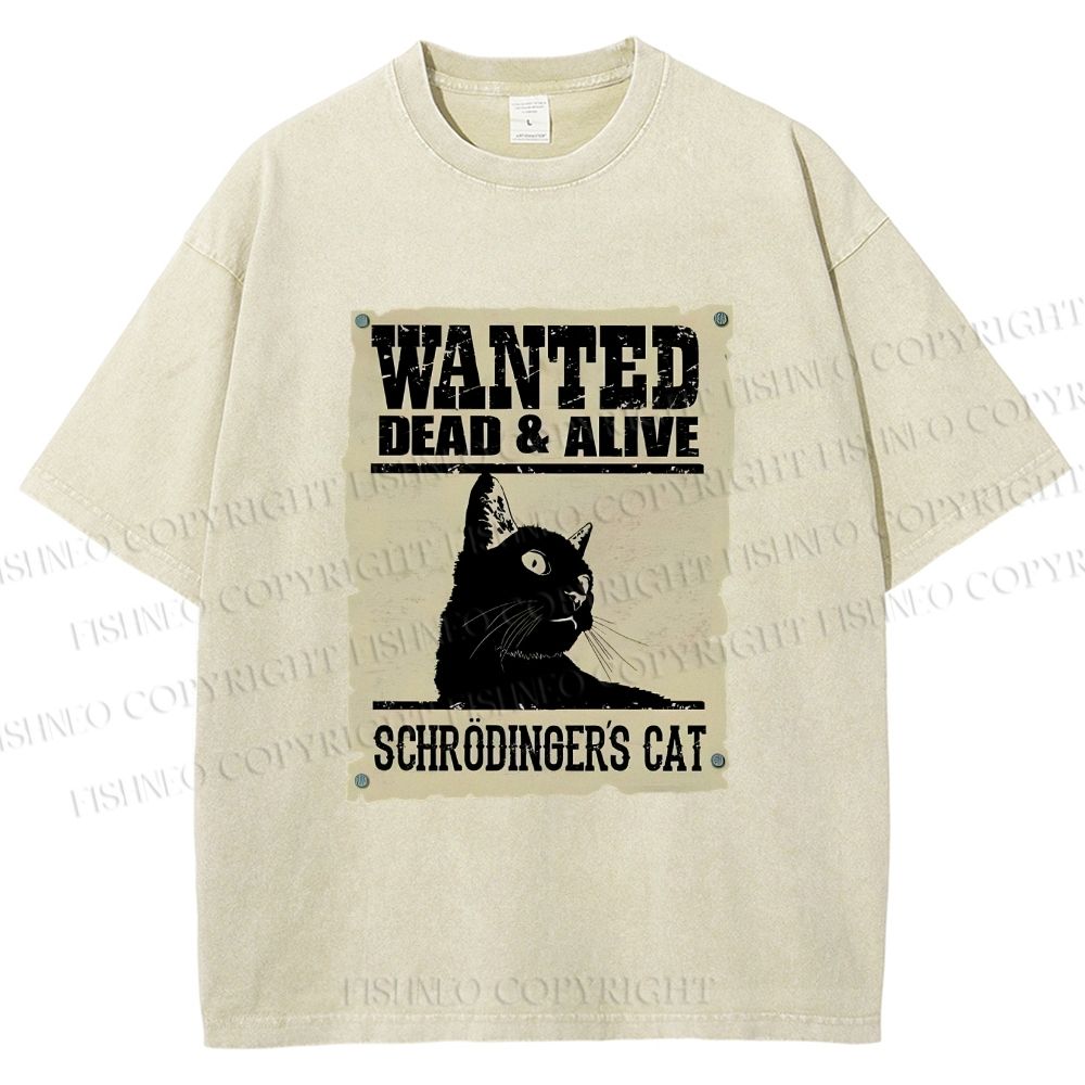 Unisex Cat Printed Washed Tee