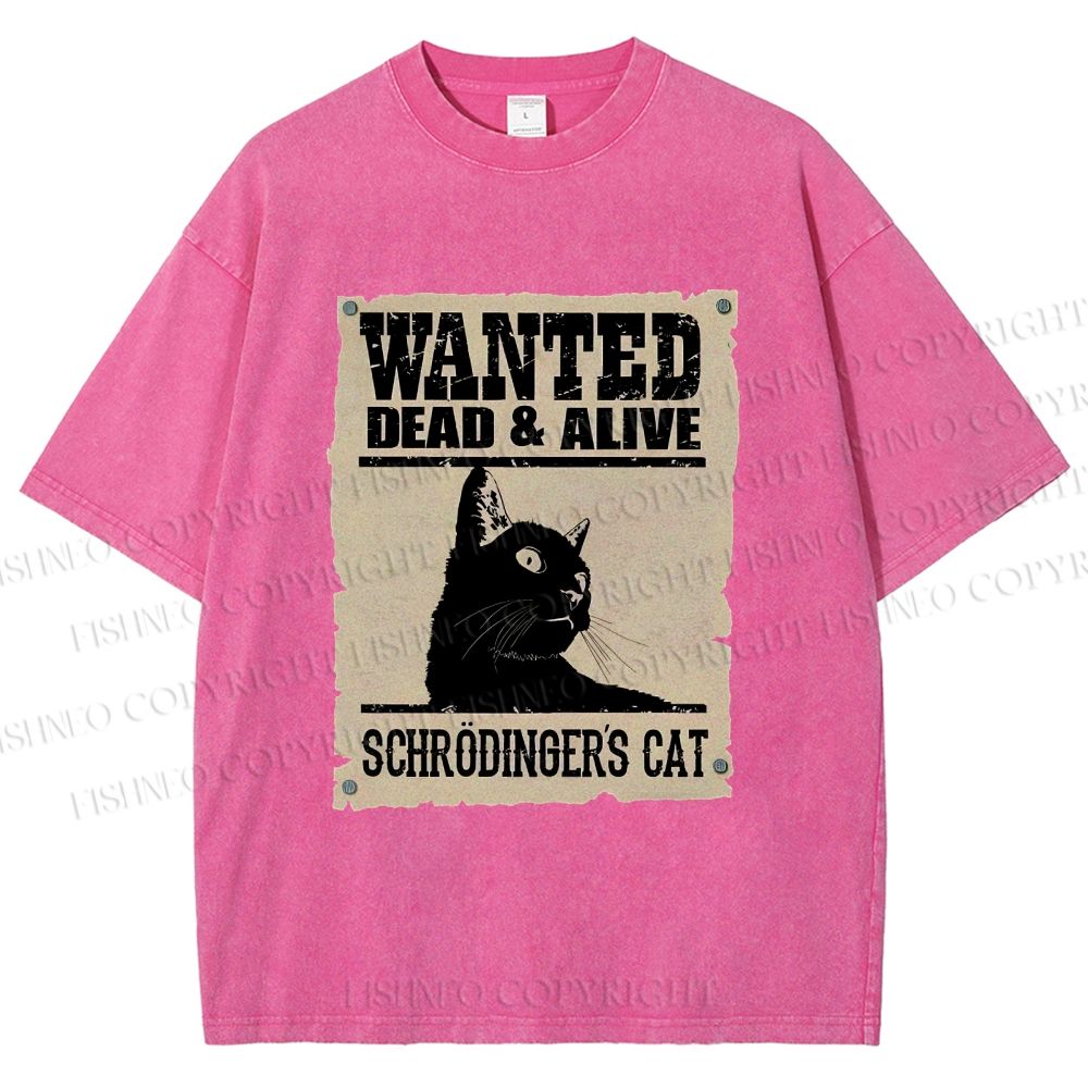Unisex Cat Printed Washed Tee