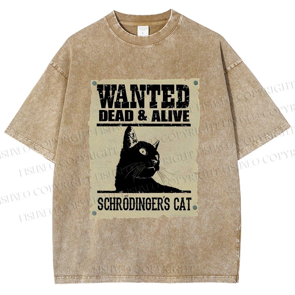 Unisex Cat Printed Washed Tee