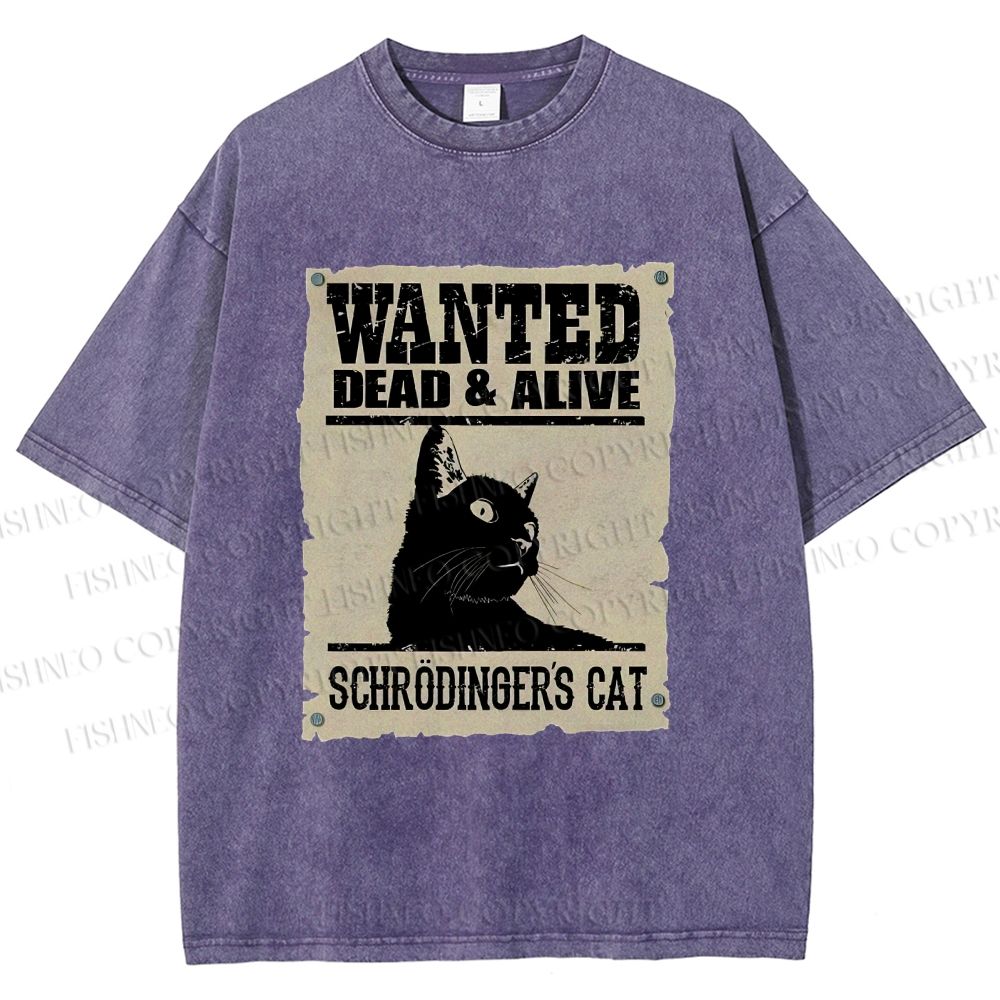 Unisex Cat Printed Washed Tee