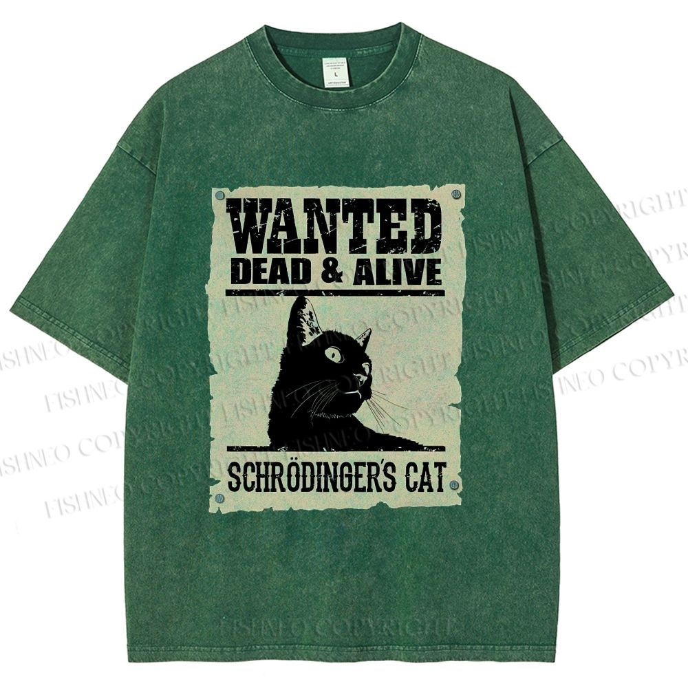Unisex Cat Printed Washed Tee