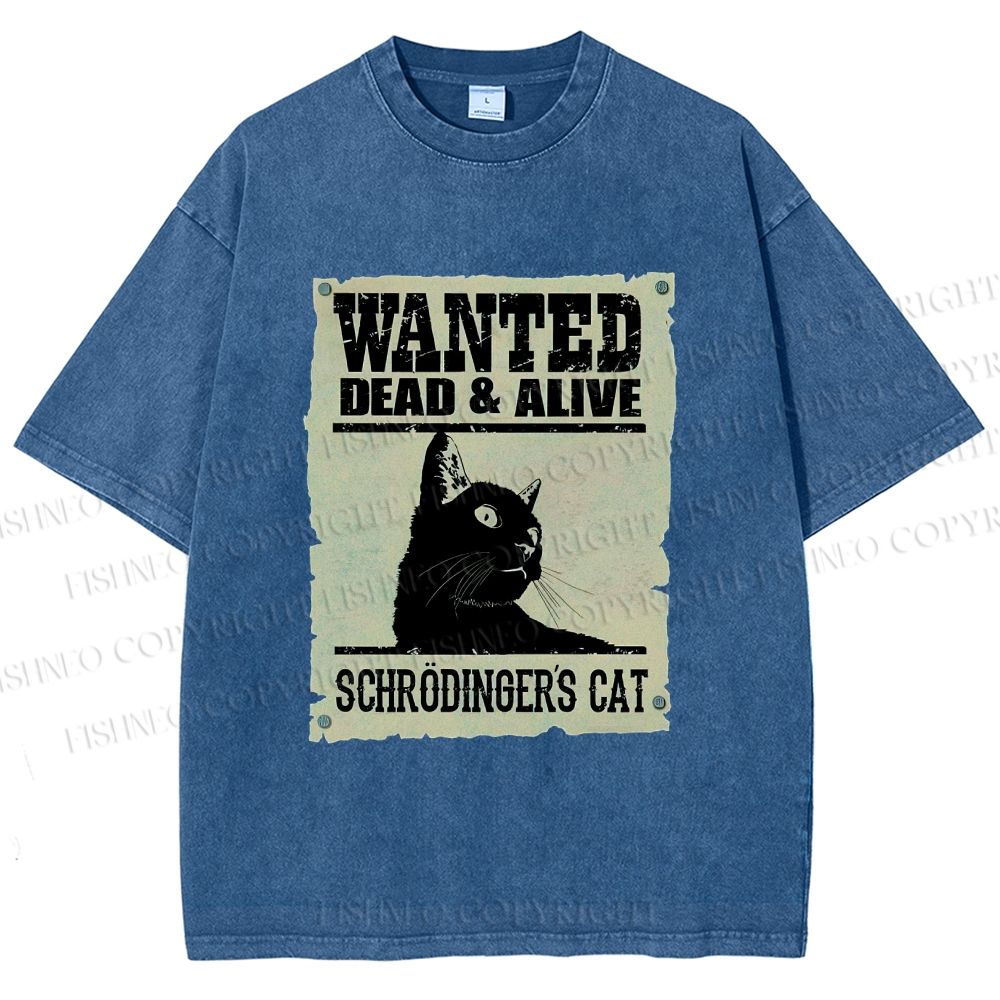 Unisex Cat Printed Washed Tee