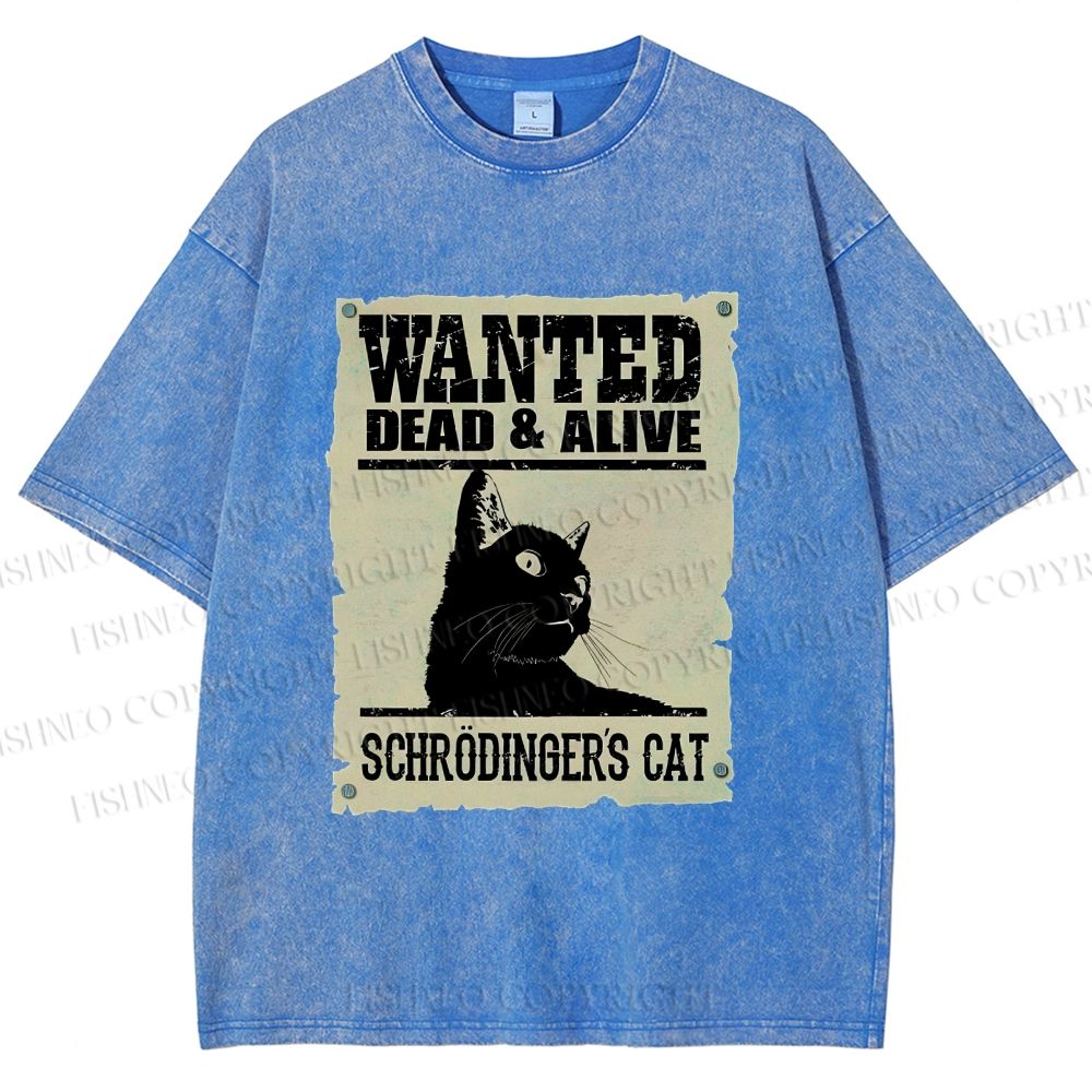Unisex Cat Printed Washed Tee