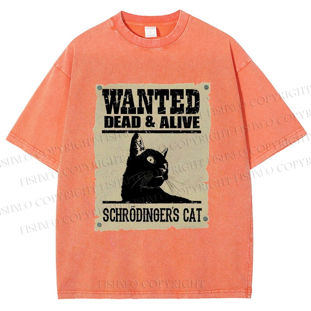 Unisex Cat Printed Washed Tee