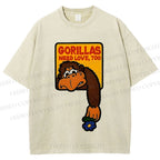 Unisex Funny Monkey Printed Washed Tee