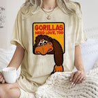 Unisex Funny Monkey Printed Washed Tee