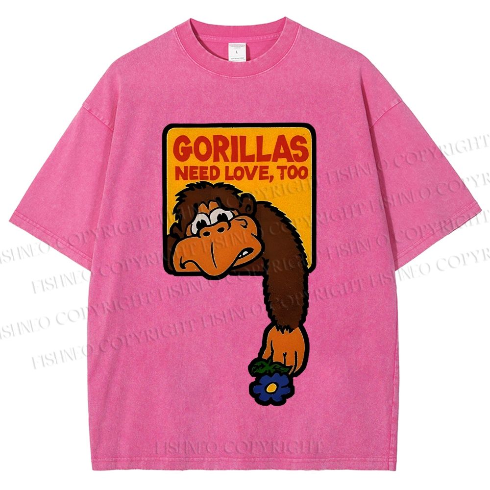 Unisex Funny Monkey Printed Washed Tee