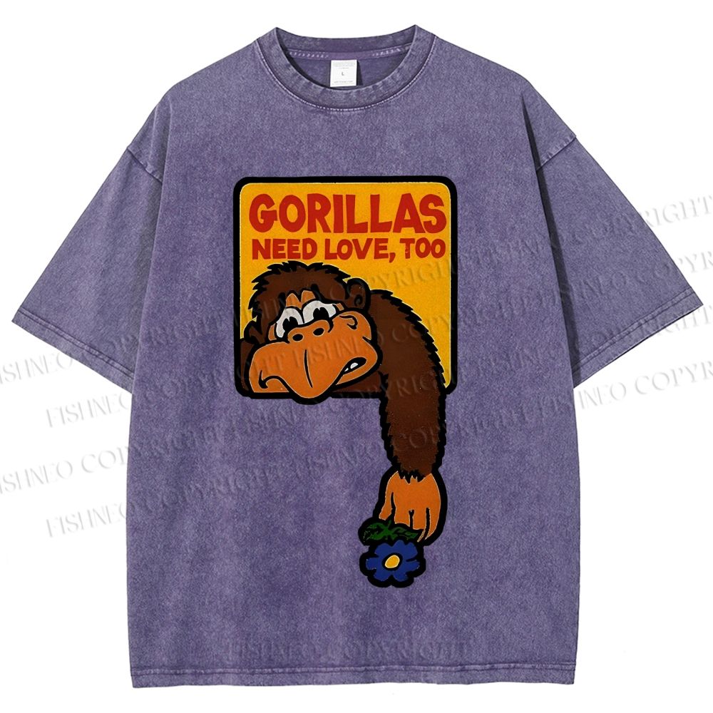 Unisex Funny Monkey Printed Washed Tee