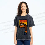 Unisex Funny Monkey Printed Washed Tee