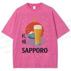Unisex Sapporo Beer Printed Washed Tee