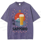 Unisex Sapporo Beer Printed Washed Tee