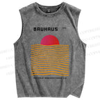 Unisex Sunrise Waves Printed Washed Tank Top