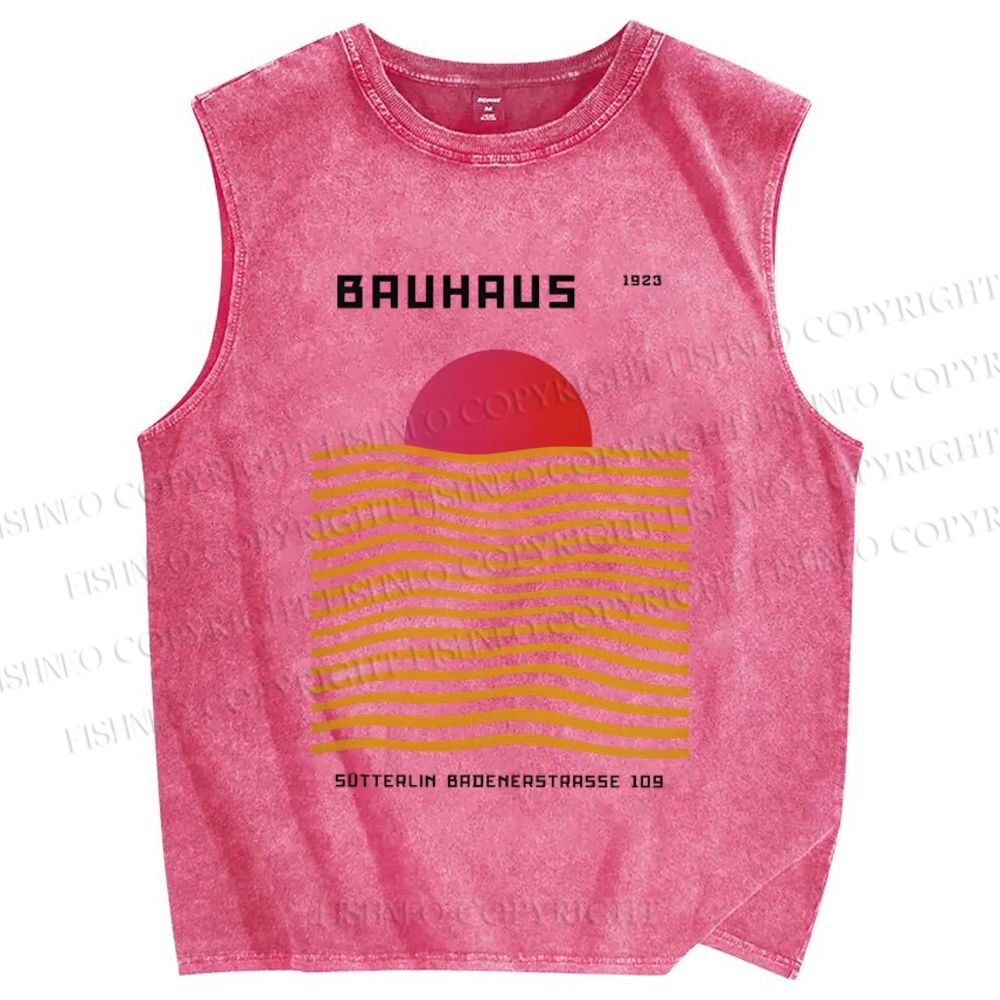 Unisex Sunrise Waves Printed Washed Tank Top