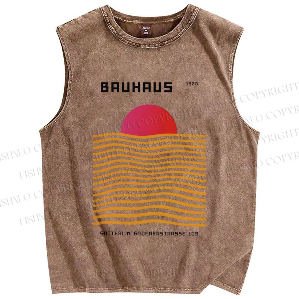 Unisex Sunrise Waves Printed Washed Tank Top