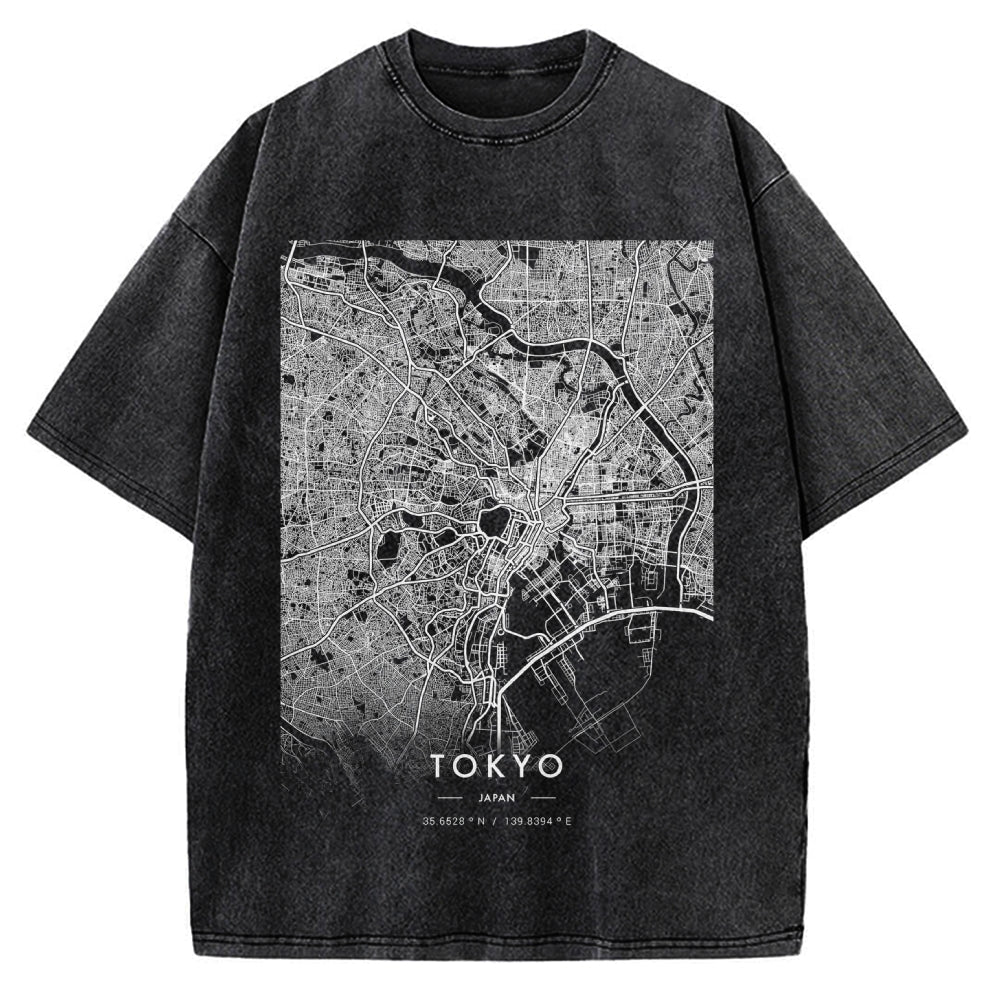 Tokyo map Vintage Washed T-shirt